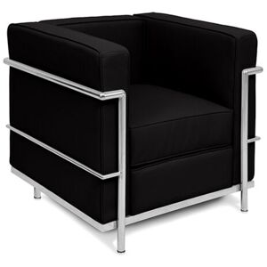 PRIVATEFLOOR Design armchair - Upholstered in faux leather - Kart Black Stainless Steel, Vegan leather, Leather, Metal - Black