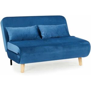 HOME DETAIL Keller Blue Velvet double Futon Sofa Bed