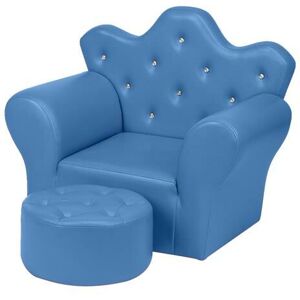 FAMIHOLLD Kids Children Sofa Seat Armchair Lounger Couch Furniture with Footstool - Blue - Blue