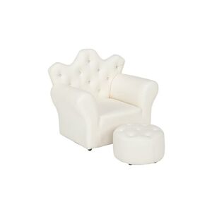 FAMIHOLLD Kids Children Sofa Seat Armchair Lounger Couch Furniture with Footstool - White - White