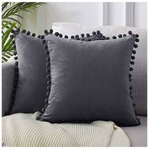 2 pc cushion de de velvet cilla decorative cando taie full boule pure color super rally home scheggio for the fate only (gray of gray) - Langray