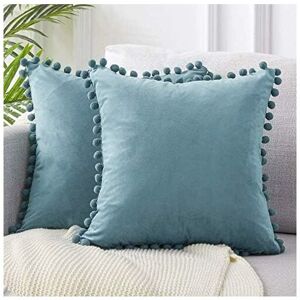 2 pc cushion de de velvet cilla decorative cando taie full boule pure pure super Sween house stay for the dream of sofa (blue moga) - Langray