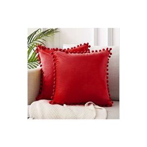 2 pc cushion de de velvet cilla della cando decorative taie full boule pure pure super solte only stays for canne poot rods (big red) - Langray