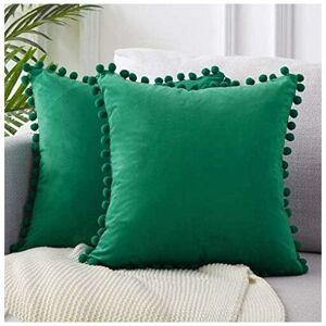 Cushion cushion 2 pieces in decorative pillow decorative pillow pillow for pillow pillow bearing for canapé pad (dark green) - Langray