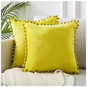 LANGRAY Cushion cushion 2 pieces in decorative velvet cusca cushion cushion purchase pure boule super sweet house living room for sofa pillow (lemon yellow)