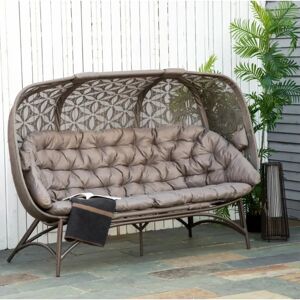 UNIQUEHOMEFURNITURE Large Papasan Chair Outdoor Patio Sofa Metal Egg Armchair Garden Retro Bench