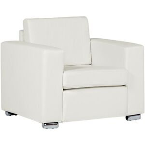 BELIANI Modern Living Room Home Office Armchair Club Chair White Leather Helsinki - White