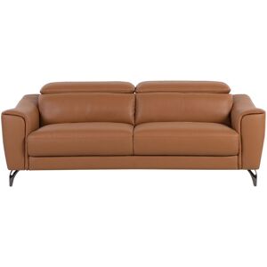 BELIANI Modern Living Room Leather Sofa Adjustable Headrest Golden Brown Narwik - Brown