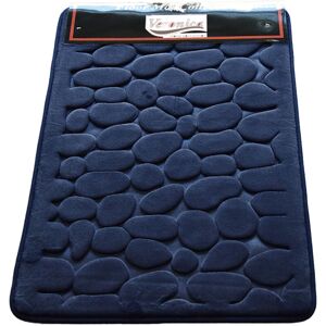 Pesce - Leather texture navy blue blue stone square 40 x 60