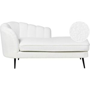 BELIANI Left Hand Boucle Chaise Lounge Modern Design Upholstery Black Metal Legs Off-White Allier - White