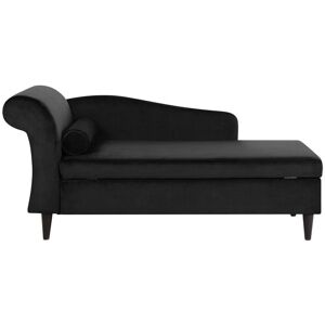 BELIANI Living Room Left Hand Velvet Chaise Lounge with Storage Black Luiro - Black