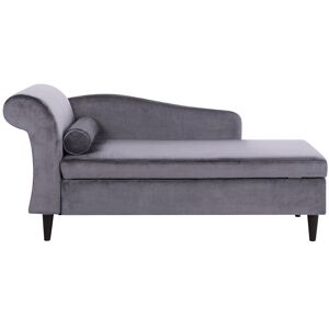 BELIANI Living Room Left Hand Velvet Chaise Lounge with Storage Dark Grey Luiro - Grey