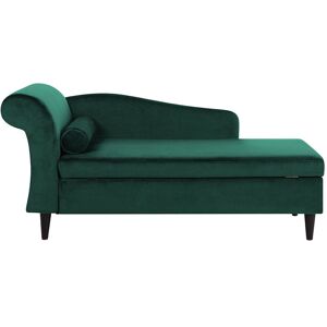 BELIANI Living Room Left Hand Velvet Chaise Lounge with Storage Emerald Green Luiro - Green