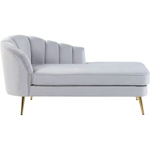 Beliani - Left Hand Velvet Chaise Lounge Light Grey Upholstery Gold Metal Legs Allier - Grey