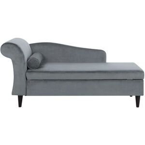 BELIANI Living Room Left Hand Velvet Chaise Lounge with Storage Light Grey Luiro - Grey