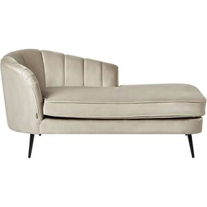 BELIANI Left Hand Velvet Chaise Lounge Modern Design Upholstery Black Metal Legs Beige Allier - Beige