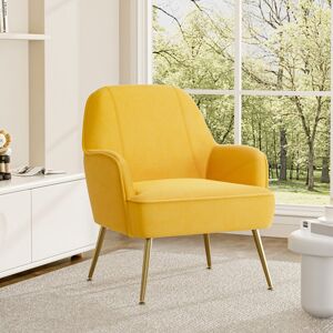 Livingandhome - Leisure Velvet Armchair, Yellow