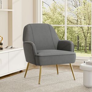 Livingandhome - Leisure Velvet Armchair, Light Grey