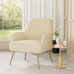 Livingandhome - Leisure Velvet Armchair, Beige