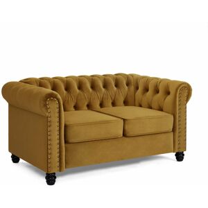 Home Detail - Chesterfield Velvet Fabric 2 Seater Sofa, Gold