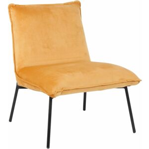 BO LIVING Mustard Velvet Pillow Upholstered Leo Lounge Chair, W57xD59xH66 cm - Mustard