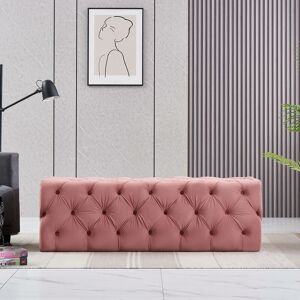 Life Interiors - Melia Velvet Large Rectangle Pouffe, Ottoman Bench, Footrest, lux Design, Button Detailed, Pink - Pink