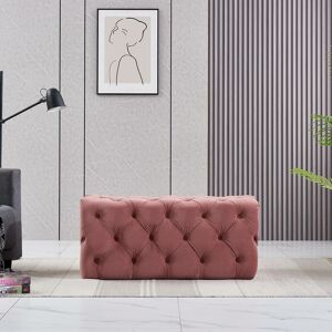 Life Interiors - Melia Velvet Small Rectangle Pouffe, Ottoman Bench, Footrest, lux Design, Button Detailed, Pink - Pink