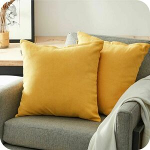 HOOPZI Cushion cover Pillowcase 65x65 Set of 2 Mustard Yellow Decorative Square Cushion Cover for Large Cushion Sofa Bed Decoration Bedroom Living Room