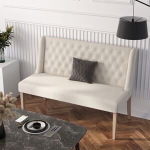 LIVINGANDHOME Beige Upholstered Tufted Sofa