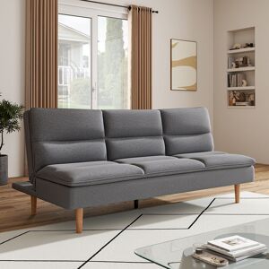 LIVINGANDHOME Dark Grey Push Back Sleeper Sofa Bed