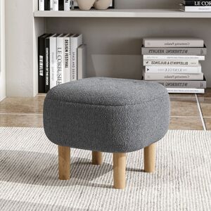 Livingandhome - Grey Footstool Pouffe Stool with Wooden Legs