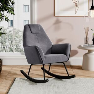 Livingandhome - Grey Frosted Velvet Rocking Chair for Living Room