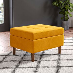 LIVINGANDHOME Yellow Rectangle Velvet Storage Ottoman