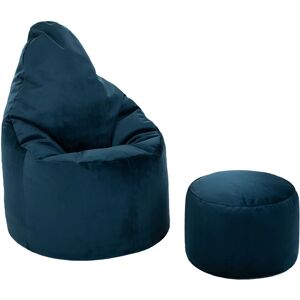 Velvet Bean Bag Chairs - Indoor Gaming Beanbags - High Back Bean bag Gamer - Durable Lounger Seat - Pacific (Bean Bag with Footstool) - Loft 25
