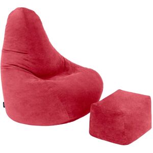 Loft 25 - Bean Bag Chair with Footstool for Living room, Pouffes and stools for Adults, High Back Soft Bean bag with Filling - Red