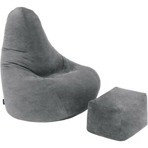 Bean Bag Chair with Footstool for Living room, Pouffes and stools for Adults, High Back Soft Bean bag with Filling - Graphite - Loft 25