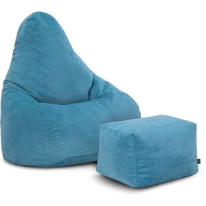 LOFT 25 Indoor Bean Bag Chair with Footstool, Soft Velvet bean bags pouf for Living room, High Back Pouffes and stools with Soft Filling - (Teal,Bean bag
