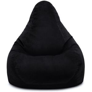 Indoor Bean Bag Chair, Soft Velvet bean bags for Living room, High Back Bean Bag Pouffes with Soft Filling - Black - Loft 25