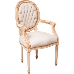 Biscottini - Padded armchair 101x58x56 Baroque chair Living room armchair Wooden chair French Louis xvi style Bedroom armchairs Padded chair - white