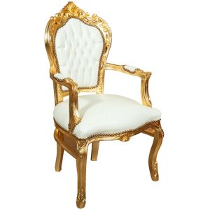 Biscottini - Baroque bed armchair Upholstered armchair French style Louis xvi Armchair with wooden armrests Bedroom chair 60X60X107 cm - gold and