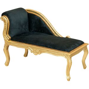 Biscottini - Pauline Armchair Gold Baroque Style Throne Chair 94x68x48 cm Living Room Sofa French Style Black Velvet Baroque Armchair - black and