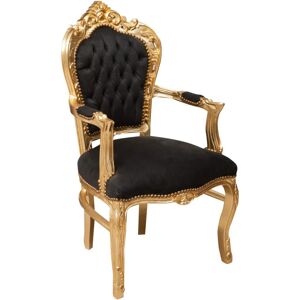 Biscottini - Baroque bed armchair Upholstered armchair French style Louis xvi Armchair with wooden armrests Bedroom chair 60X60X107 cm - black and