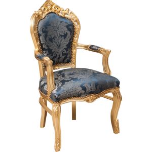 Biscottini - Baroque bed armchair Upholstered armchair French style Louis xvi Armchair with wooden armrests Bedroom chair 60X60X107 cm - gray blue