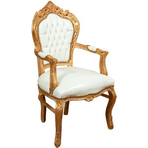 Biscottini - Baroque bed armchair Upholstered armchair French style Louis xvi Armchair with wooden armrests Bedroom chair 60X60X107 cm - gold and