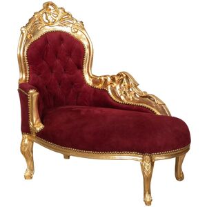 Biscottini - Louis xiv French style solid beech wood made armchair - red and gold