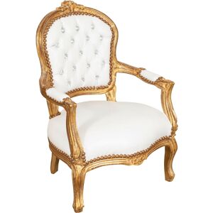 Biscottini - Baroque bed armchair 73x50x51 cm Louis xvi chair French style Upholstered armchair bedroom Mini armchair room with armrests