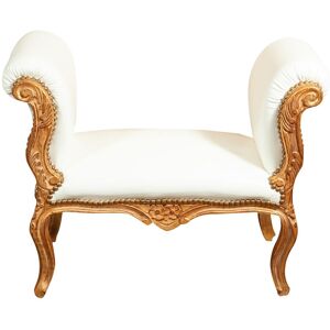 BISCOTTINI Louis XIV French style solid beech wood made bench - gold and white