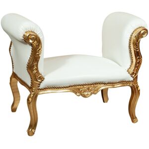 Biscottini - Louis xiv French style solid beech wood made bench - gold and white