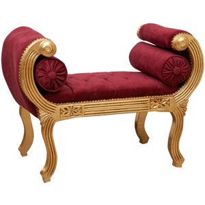 Biscottini - Louis xiv French style solid beech wood made bench - red and gold