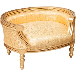 Biscottini - Louis xiv French style solid beech wood made pouf with backrest gold - gold